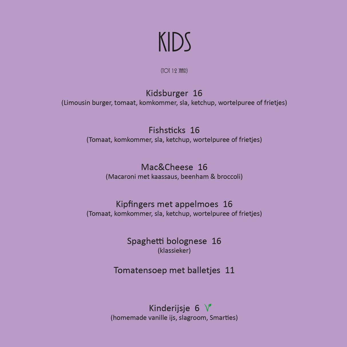 Strand Oostende menu kids